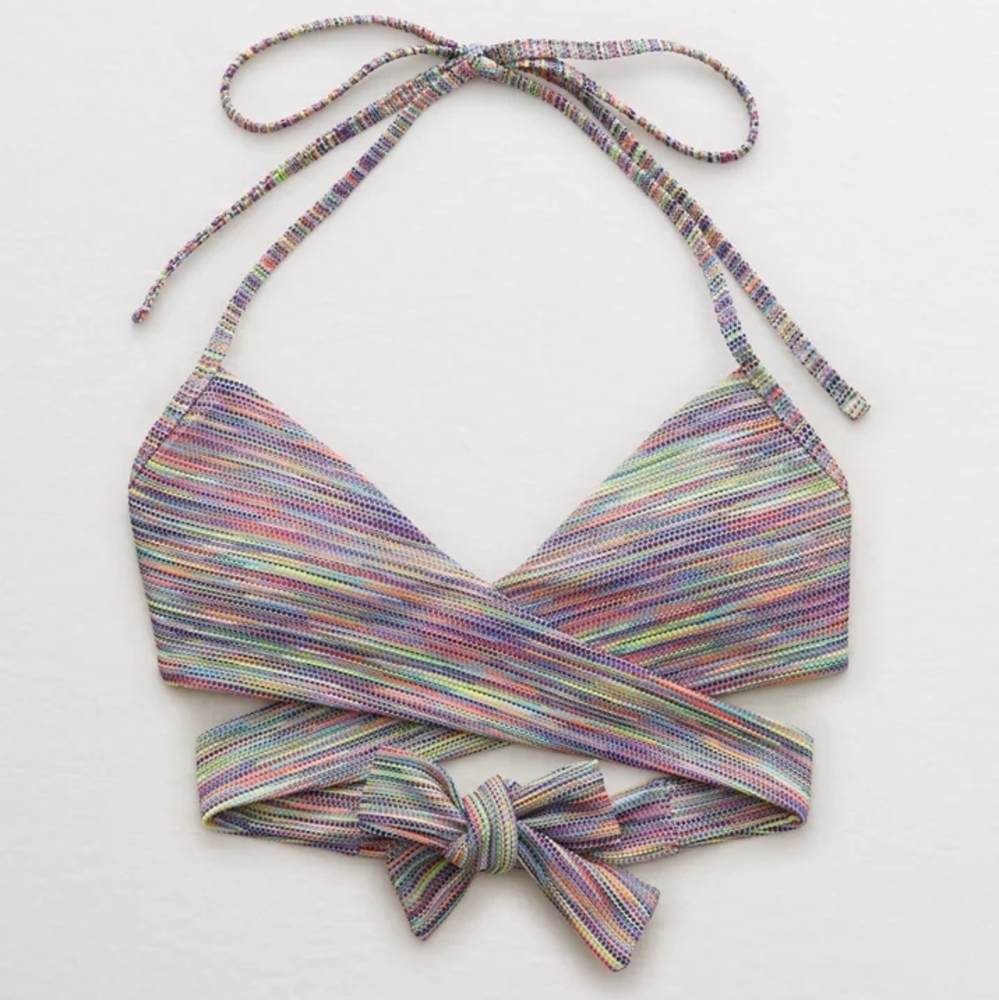 Aerie Space Dye Wrap Halter Swim Top